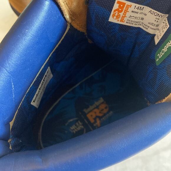 Limited Edition Rare Sam Adams X Timberland Men's Tan Blue Work Boots 14 - Picture 5 of 9